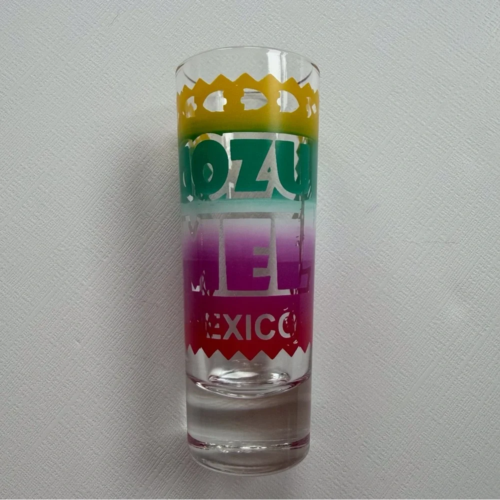 VTG‎ Cozumel Mexico colorful tall skinny shot glass
